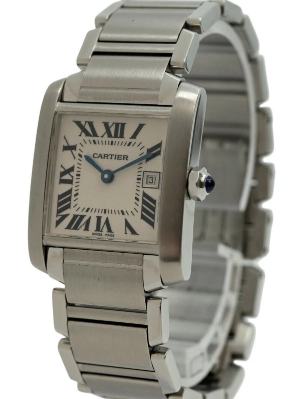 Cartier 25mm Midsize Tank Francaise Date 2465 SS Swiss Watch! Ref: W51011Q3!